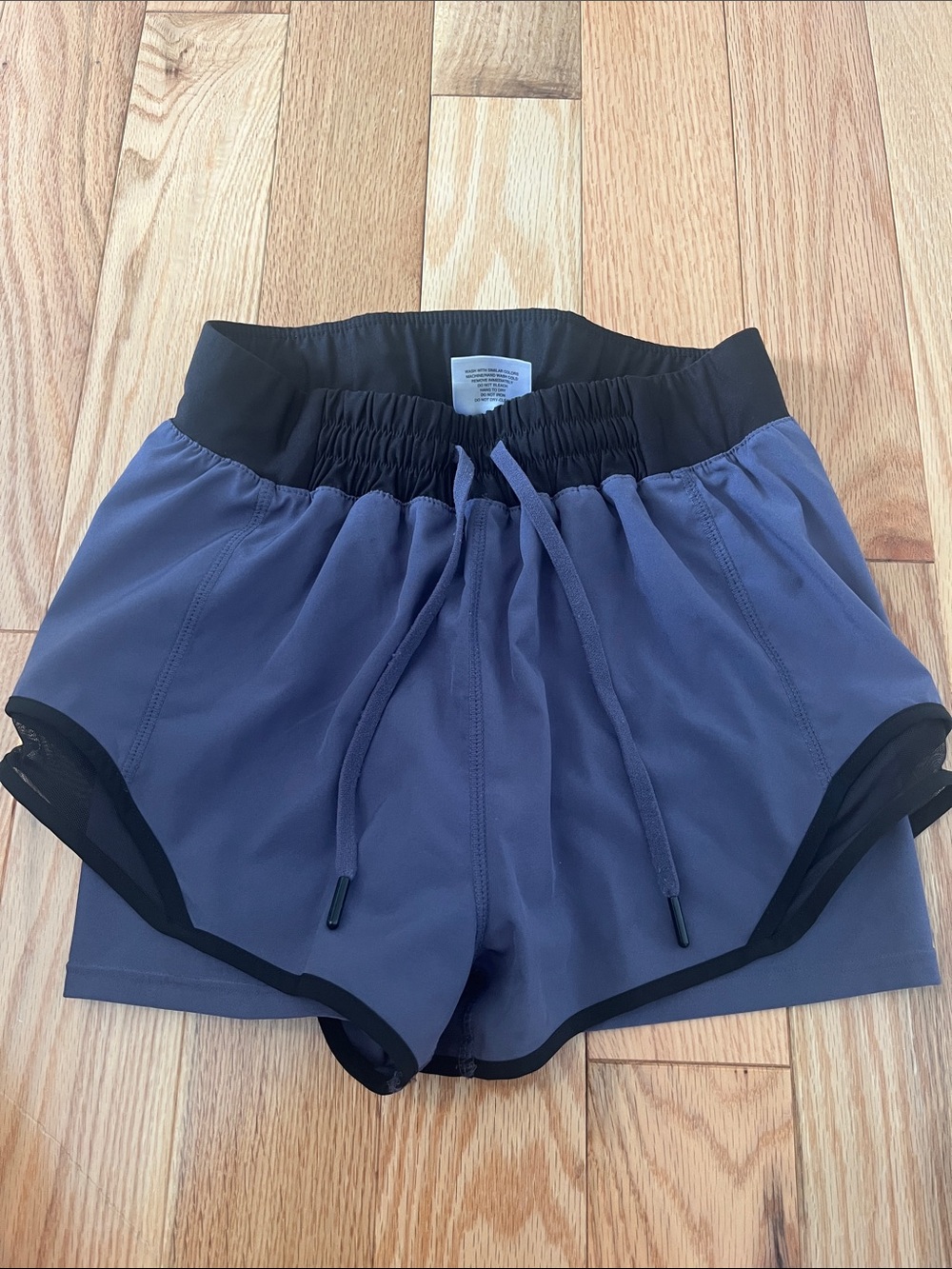 MPG Women's Slate Blue Athletic Shorts with Black Waistband